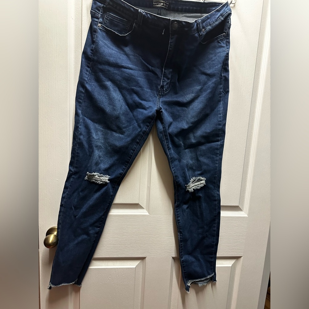 Women's Distressed Blue Jeans